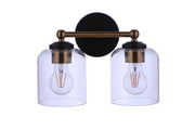 Coppa 2 Light 11.5" Vanity in Flat Black/Satin Brass