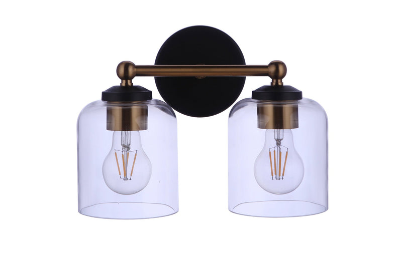Coppa 2 Light 11.5" Vanity in Flat Black/Satin Brass