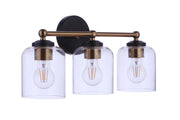 Coppa 3 Light 18.5" Vanity in Flat Black/Satin Brass