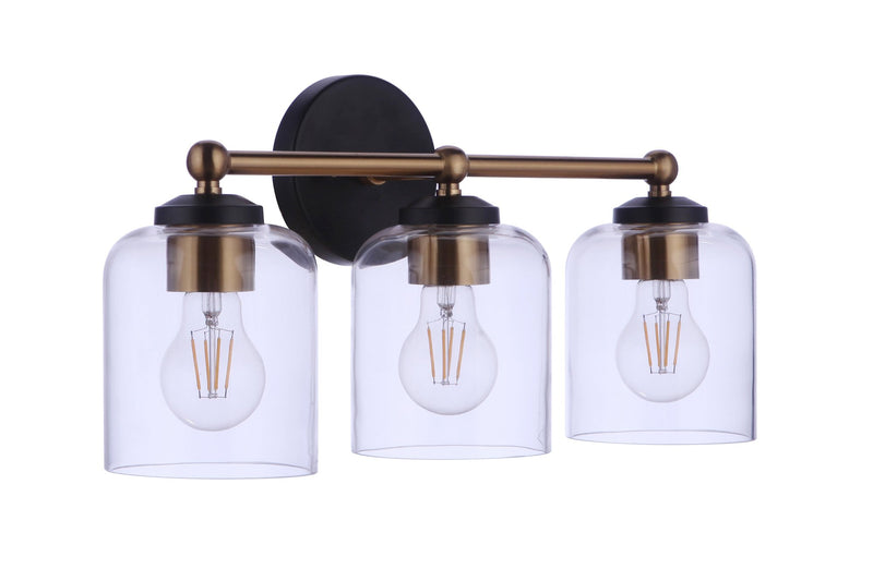 Coppa 3 Light 18.5" Vanity in Flat Black/Satin Brass