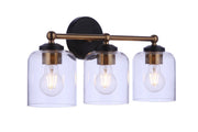 Coppa 3 Light 18.5" Vanity in Flat Black/Satin Brass