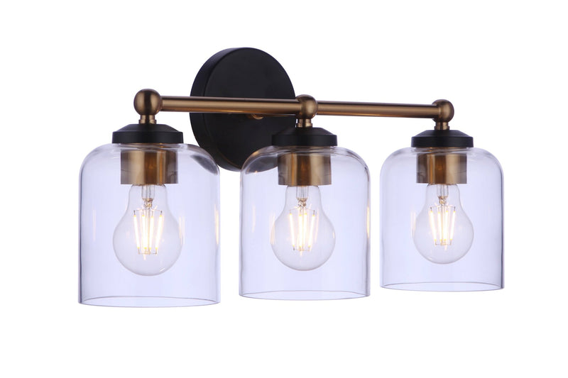 Coppa 3 Light 18.5" Vanity in Flat Black/Satin Brass
