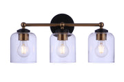 Coppa 3 Light 18.5" Vanity in Flat Black/Satin Brass