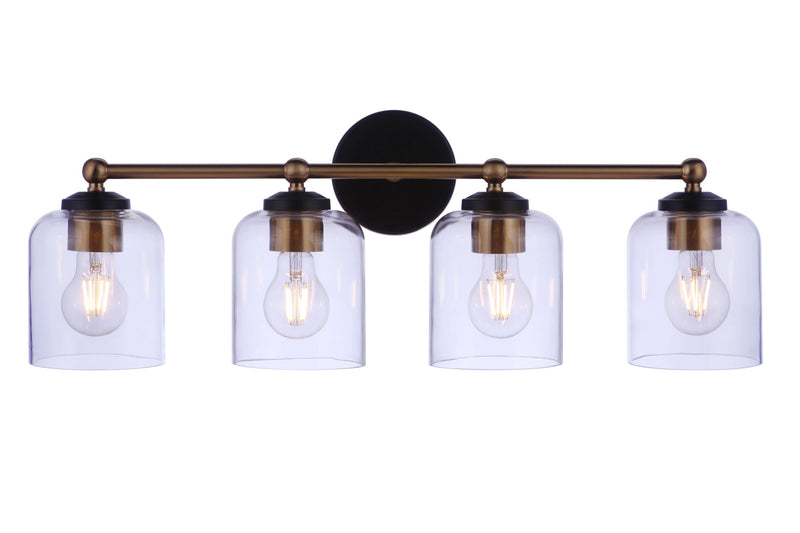 Coppa 4 Light 25.5" Vanity in Flat Black/Satin Brass