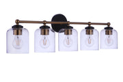 Coppa 5 Light 32.5" Vanity in Flat Black/Satin Brass