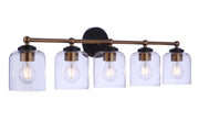 Coppa 5 Light 32.5" Vanity in Flat Black/Satin Brass