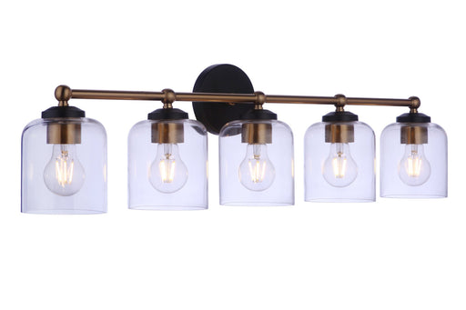 Coppa 5 Light 32.5" Vanity in Flat Black/Satin Brass
