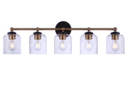 Coppa 5 Light 32.5" Vanity in Flat Black/Satin Brass