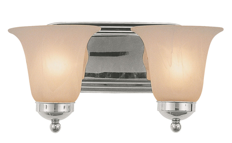 Rusty 2-Light Vanity Bar in Polished Chrome with Marbleized Glass