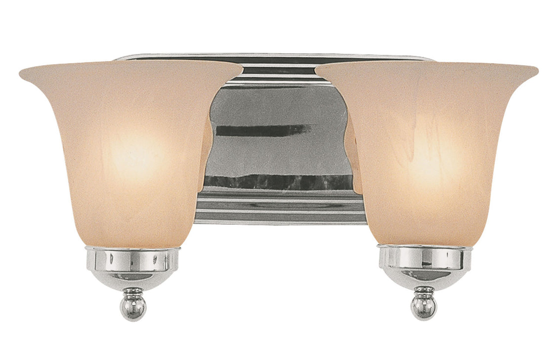Rusty 2-Light Vanity Bar in Polished Chrome with Marbleized Glass