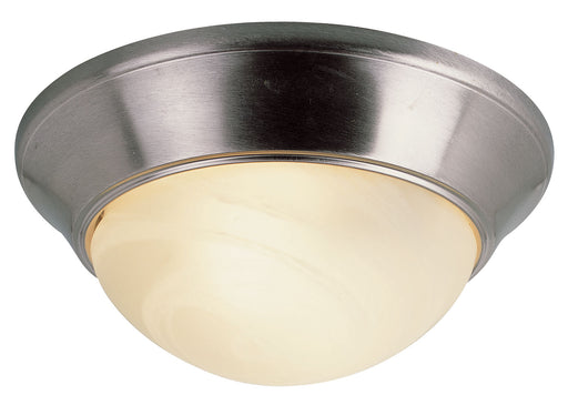 Athena 2-Light Flushmount in Brushed Nickel with White Marbleized Glass