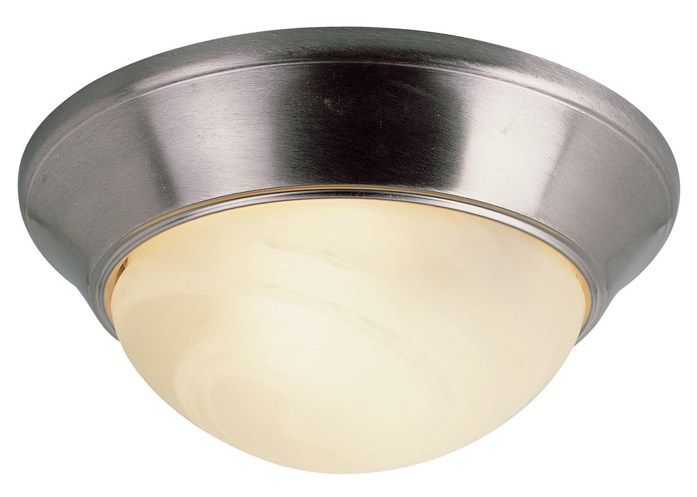 Athena 2-Light Flushmount in Brushed Nickel with White Marbleized Glass