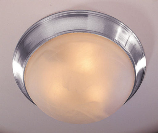Athena 2-Light Flushmount in Brushed Nickel with White Marbleized Glass