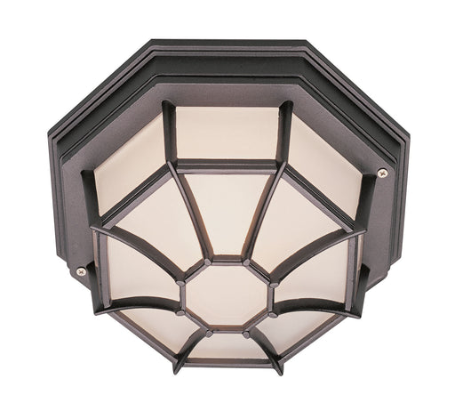 Benkert 1-Light Flushmount Lantern in Black with Frosted Glass