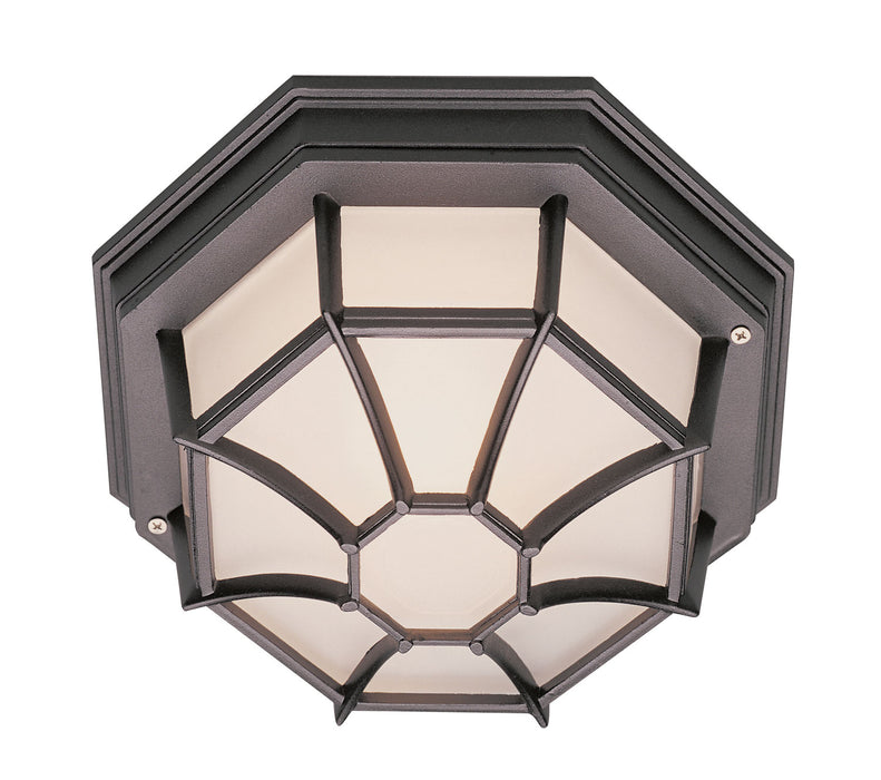 Benkert 1-Light Flushmount Lantern in Black with Frosted Glass