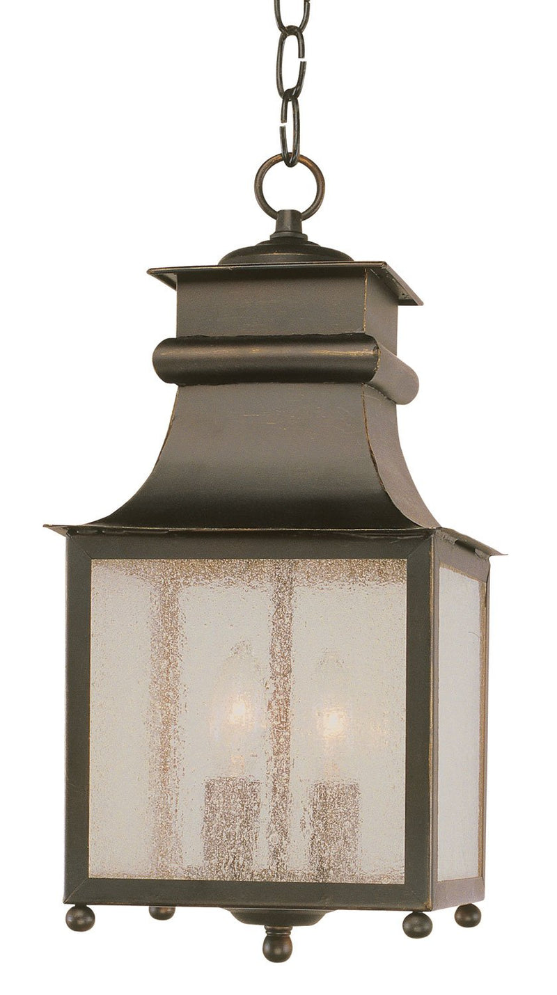 Santa Ines 2-Light 16.5" Outdoor Hanging Lantern in Weathered Bronze