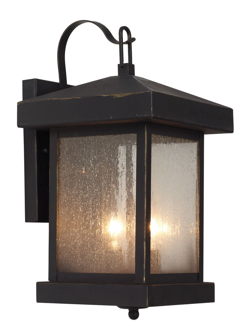 Santa Cruz 2-Light 14" Outdoor Wall Lantern in Weathered Bronze