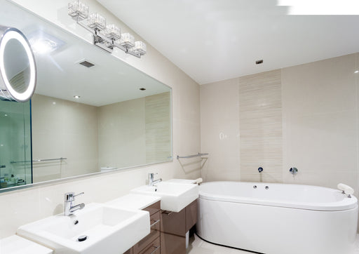 Rubicon 5 Light 36" Vanity in Chrome in a room setting