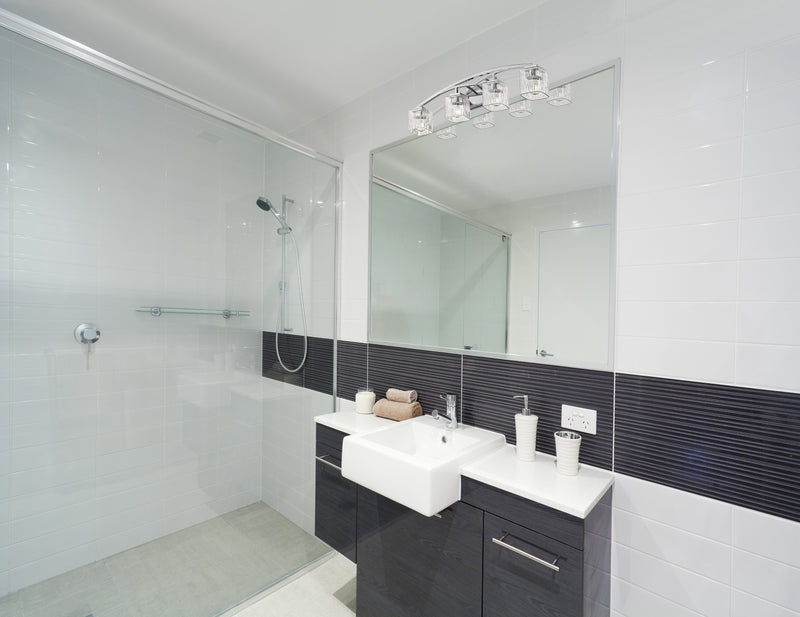 Zaid 4 Light 32" Vanity in Chrome in a room setting