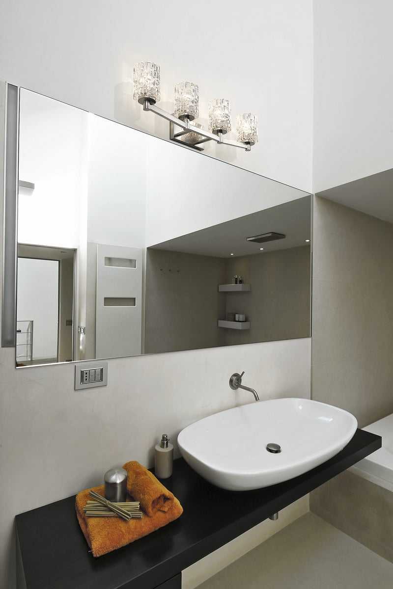 Aubrey 4 Light 31.5" Vanity in Brushed Nickel in a room setting