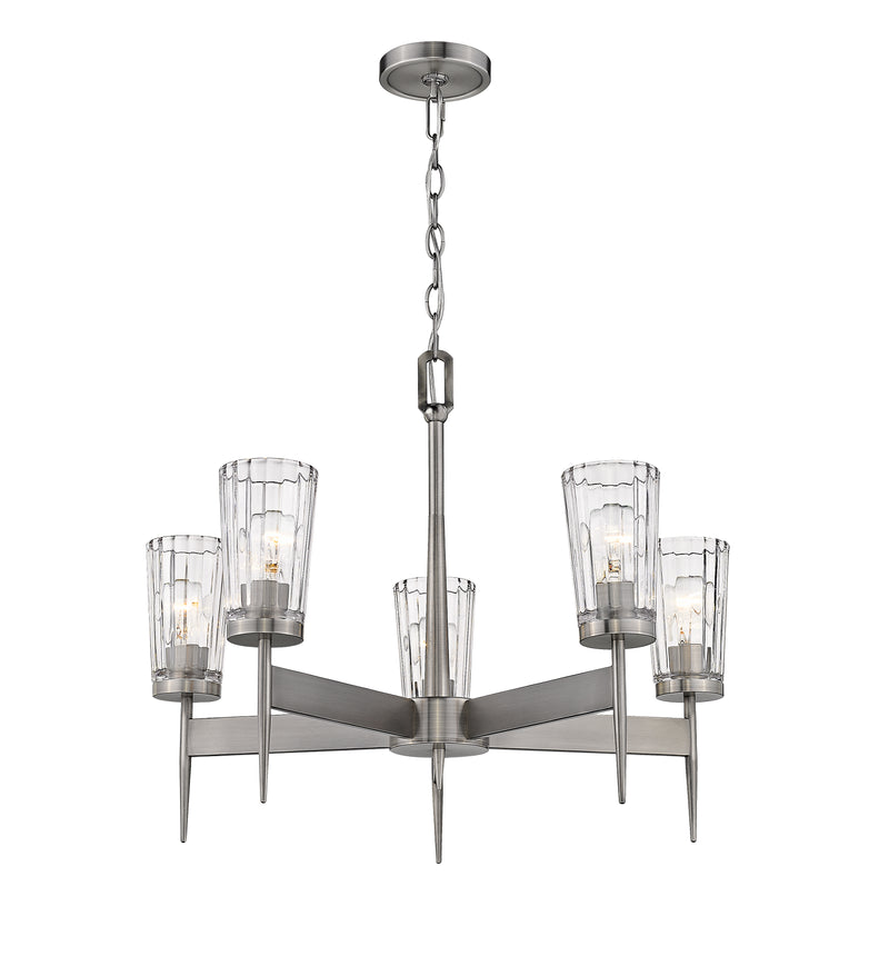 Flair 5 Light 25.5" Chandelier in Antique Nickel