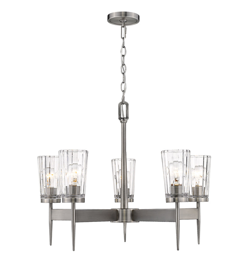 Flair 5 Light 25.5" Chandelier in Antique Nickel