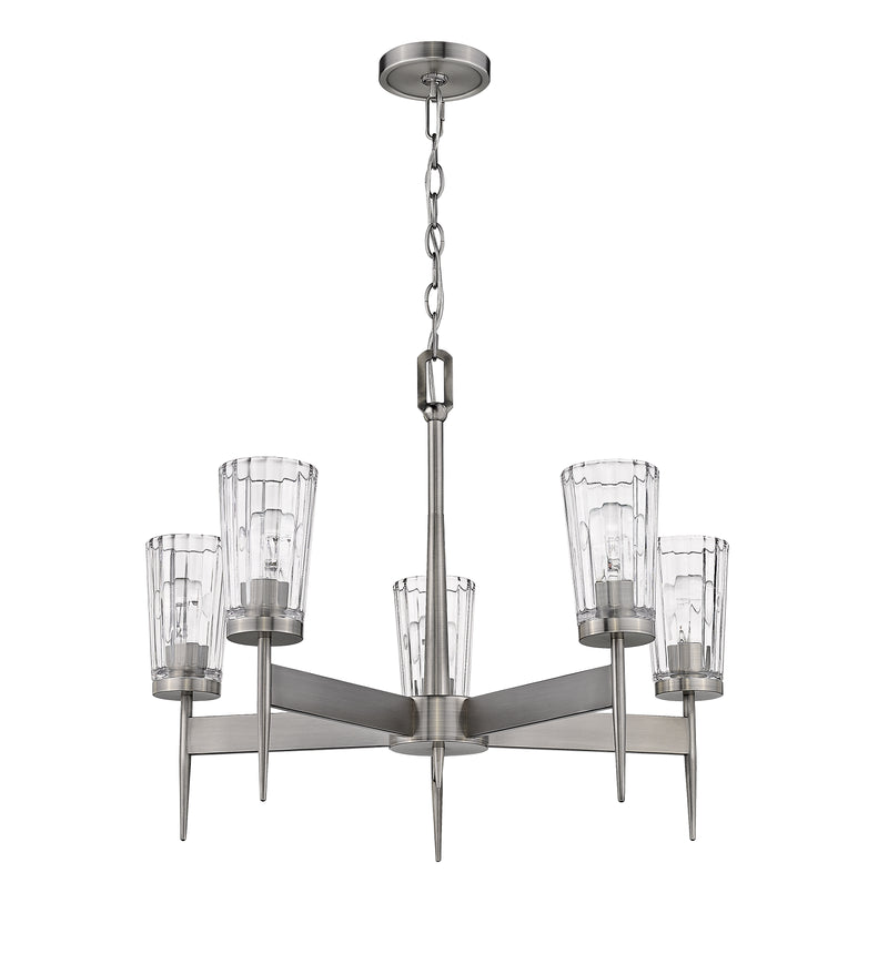Flair 5 Light 25.5" Chandelier in Antique Nickel