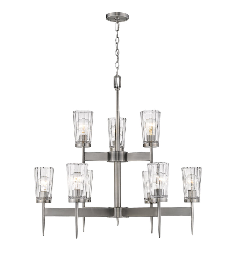 Flair 9 Light 31" Chandelier in Antique Nickel