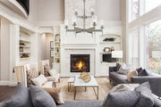 Flair 9 Light 31" Chandelier in Antique Nickel in a room setting