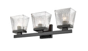 Astor 3 Light 23" Vanity, Clear Shade in Matte Black