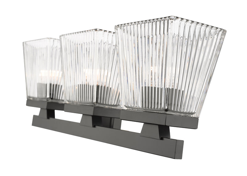 Astor 3 Light 23" Vanity, Clear Shade in Matte Black