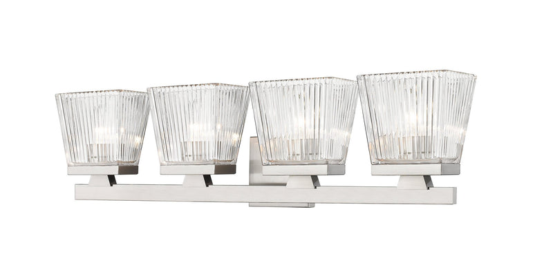 Astor 4 Light 29" Vanity, Clear Shade in Brushed Nickel