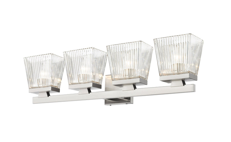 Astor 4 Light 29" Vanity, Clear Shade in Brushed Nickel