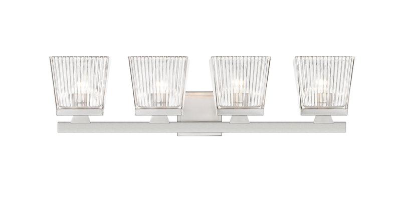 Astor 4 Light 29" Vanity, Clear Shade in Brushed Nickel