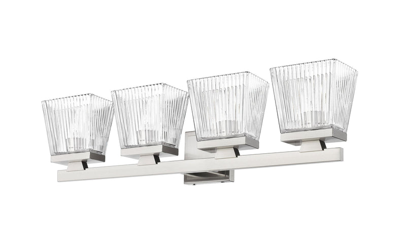 Astor 4 Light 29" Vanity, Clear Shade in Brushed Nickel