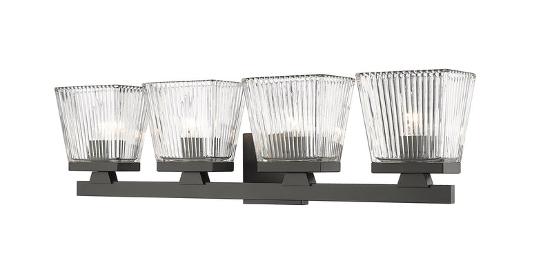 Astor 4 Light 29" Vanity, Clear Shade in Matte Black