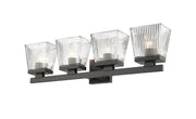 Astor 4 Light 29" Vanity, Clear Shade in Matte Black