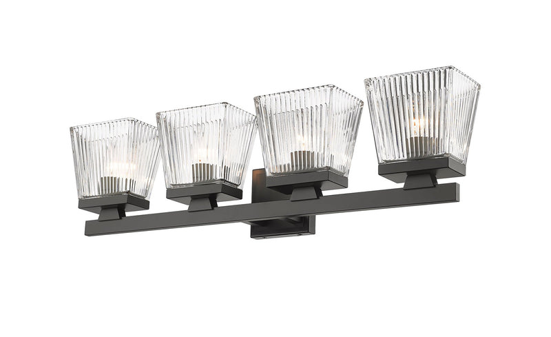 Astor 4 Light 29" Vanity, Clear Shade in Matte Black