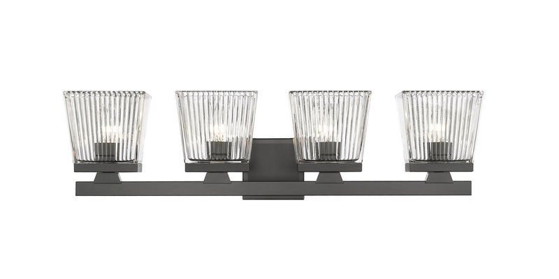 Astor 4 Light 29" Vanity, Clear Shade in Matte Black