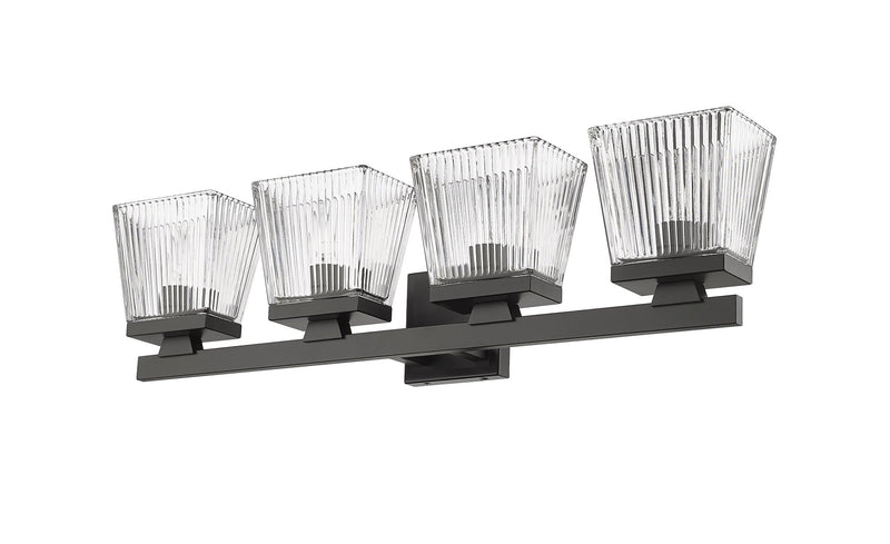 Astor 4 Light 29" Vanity, Clear Shade in Matte Black