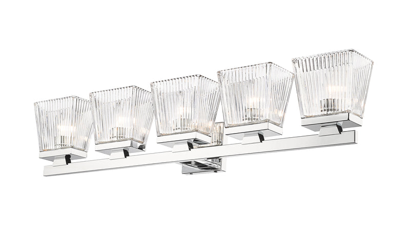 Astor 5 Light 36" Vanity, Clear Shade in Chrome