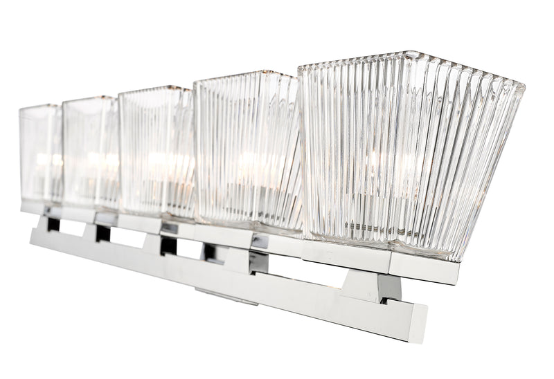 Astor 5 Light 36" Vanity, Clear Shade in Chrome