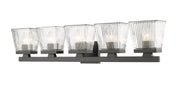 Astor 5 Light 36" Vanity, Clear Shade in Matte Black