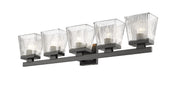 Astor 5 Light 36" Vanity, Clear Shade in Matte Black