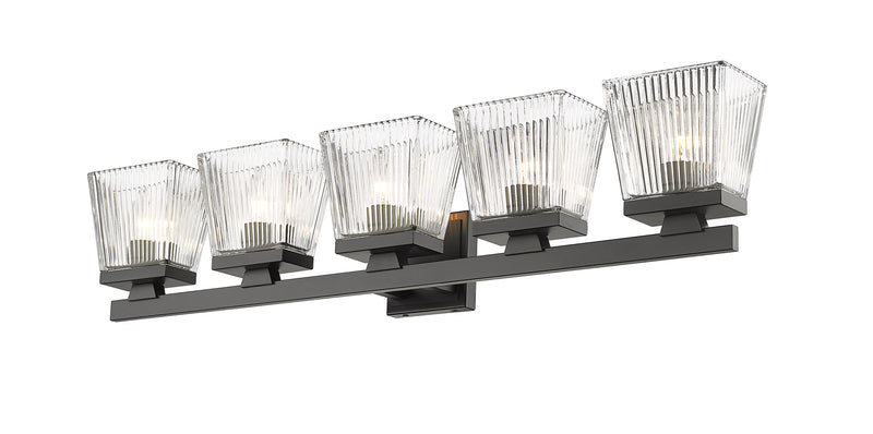 Astor 5 Light 36" Vanity, Clear Shade in Matte Black