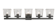 Astor 5 Light 36" Vanity, Clear Shade in Matte Black