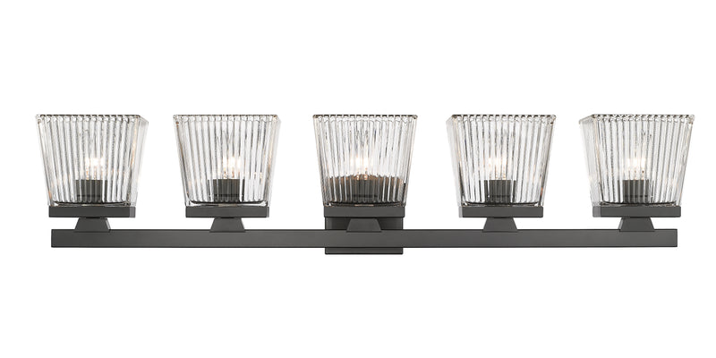 Astor 5 Light 36" Vanity, Clear Shade in Matte Black