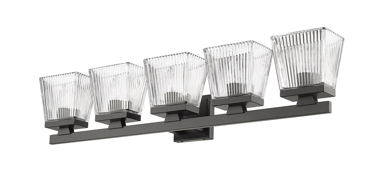 Astor 5 Light 36" Vanity, Clear Shade in Matte Black