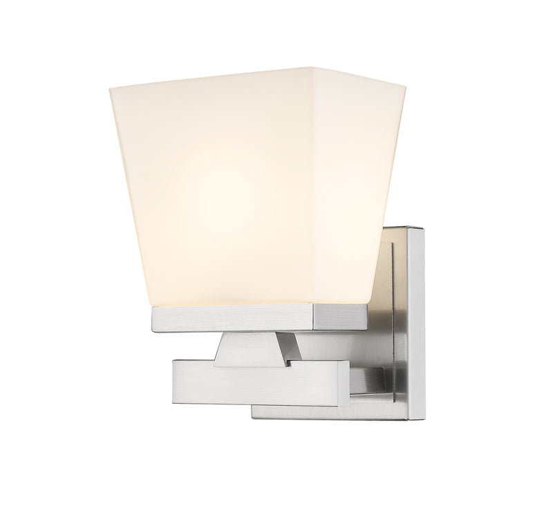 Astor 1 Light 5.75" Wall Sconce, Etched Opal Shade in Brushed Nickel