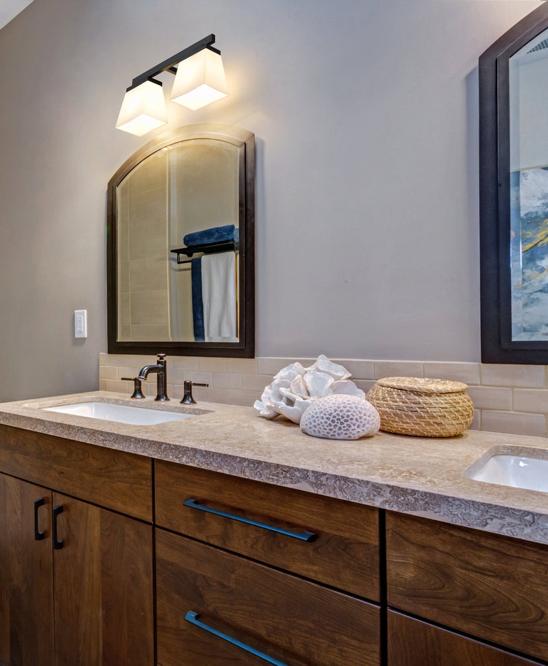 Astor 2 Light 16" Vanity in Matte Black in a room setting